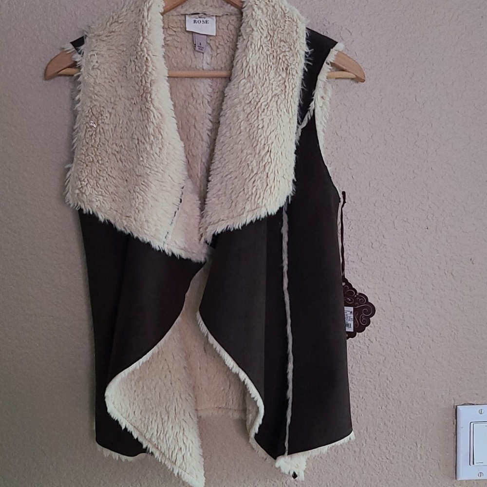 NWT Faux Suede Sherpa Vest